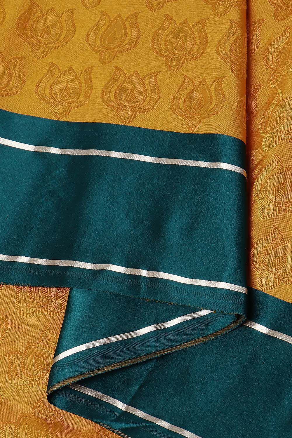 Yellow Pure Silk Banarasi Tanchoi Saree image number null