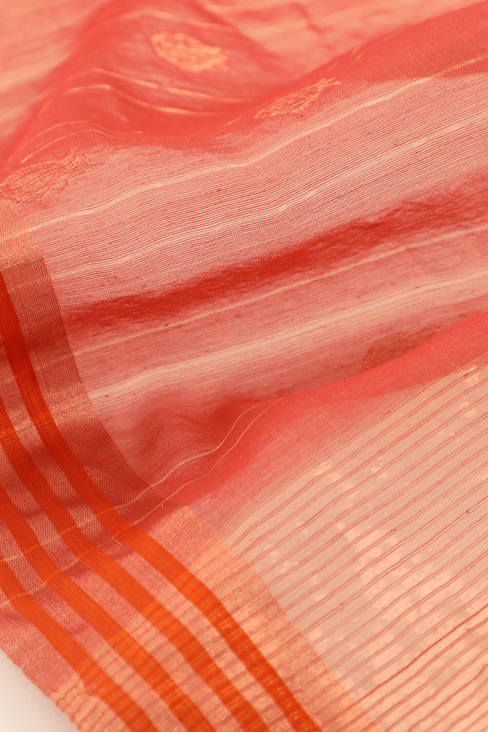 Dark Orange Pure Silk Cotton Woven Chanderi Saree image number null