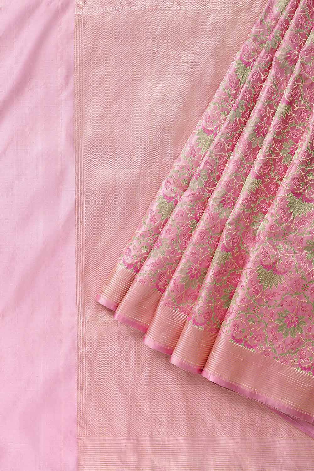 Light Pink Pure Silk Kadwa Banarasi Saree image number null