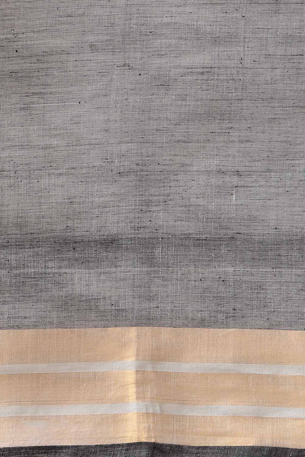 Black Pure Khadi Cotton Ponduru Jamdani Saree image number null