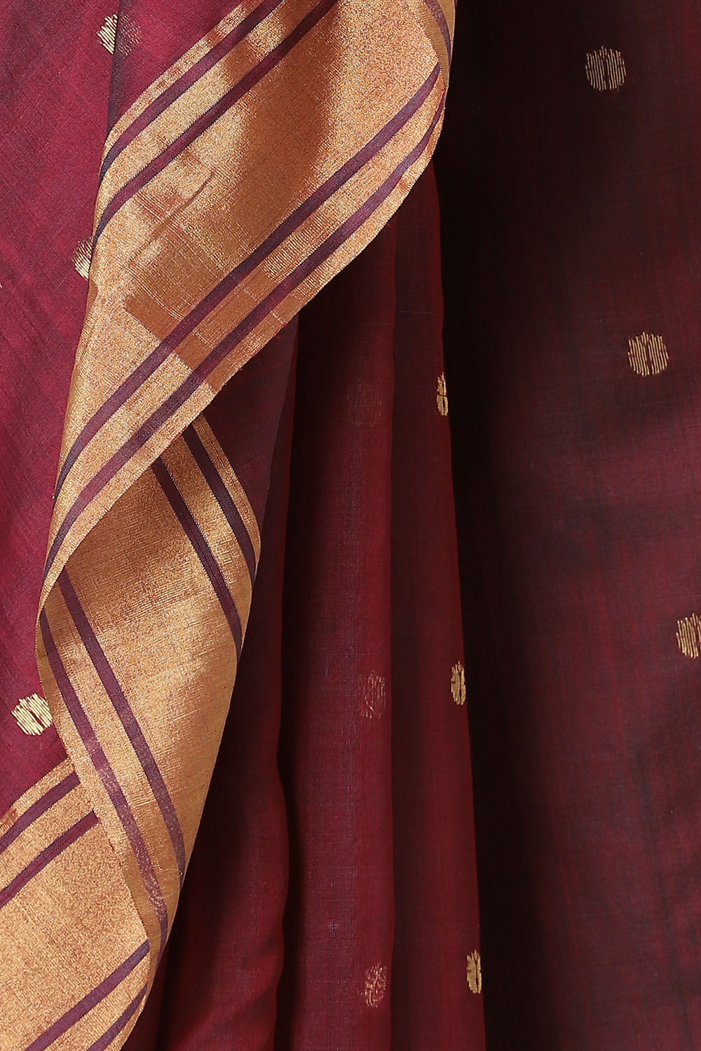 Dark Red Pure Silk Cotton Chanderi Saree image number null