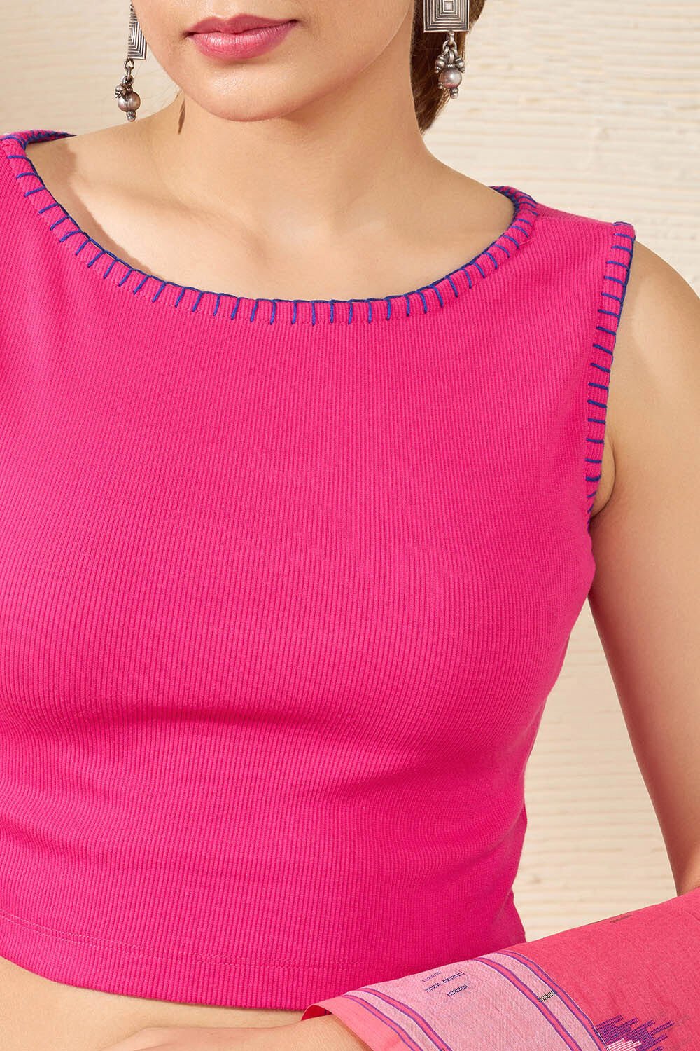 Pink Cotton Knit Blouse image number null