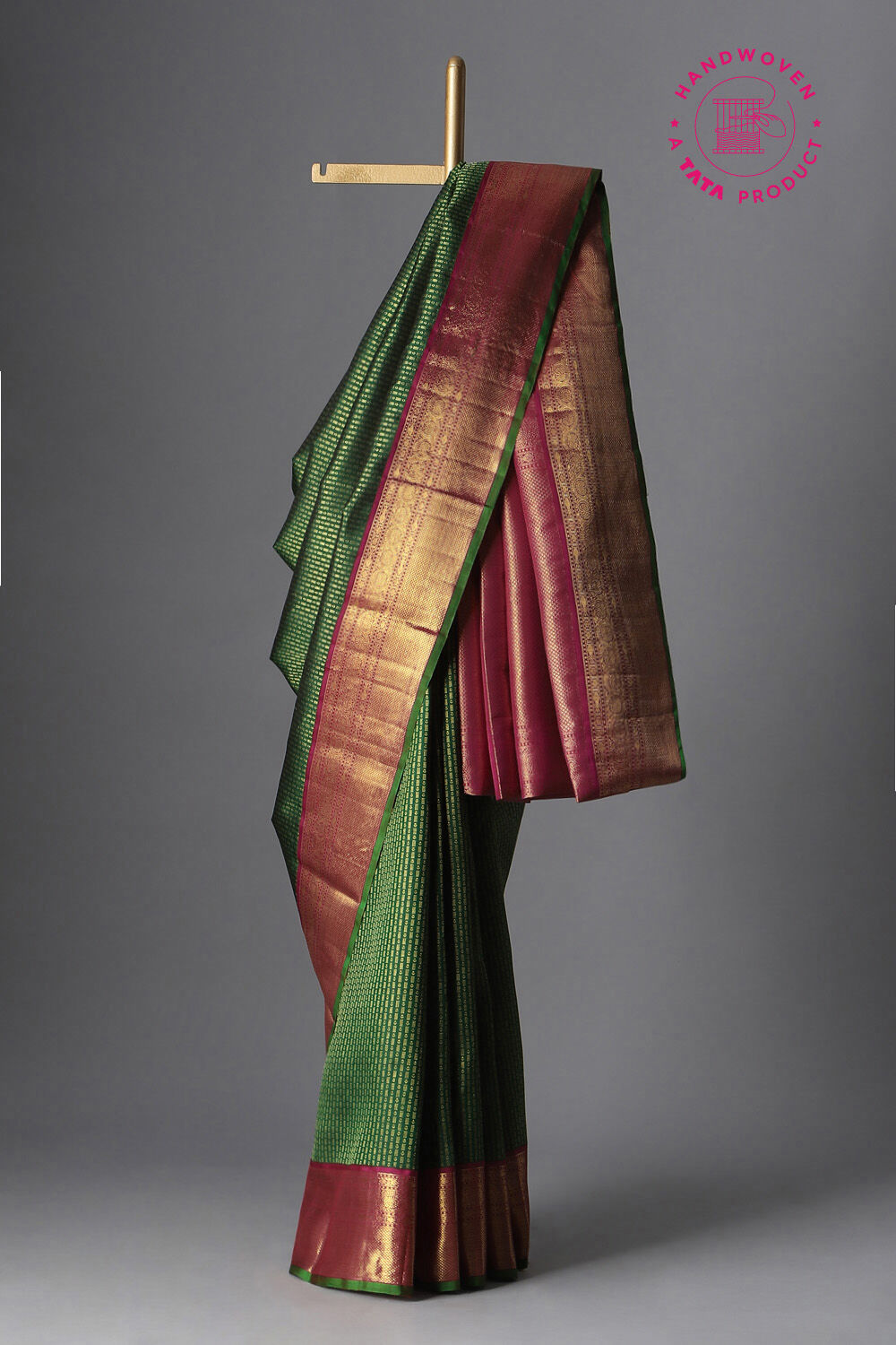 Forest Green Pure Zari Silk Kanjivaram Saree image number null