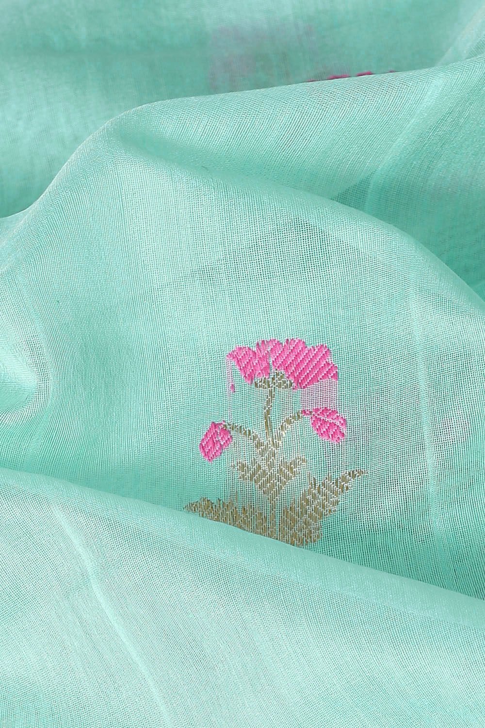 Light Blue Pure Silk Cotton Chanderi Saree image number null
