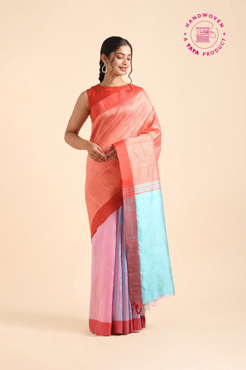 Pink Pure Tussar Silk Bhagalpuri Saree image number null