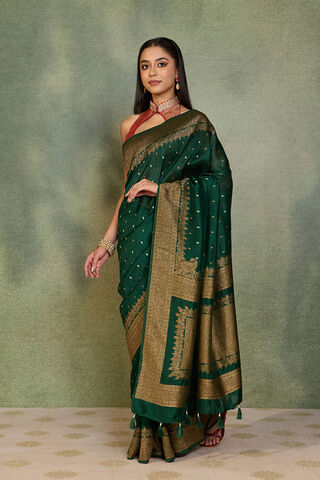 Dark Green Woven Design Pure Viscose Saree thumbnail image number null