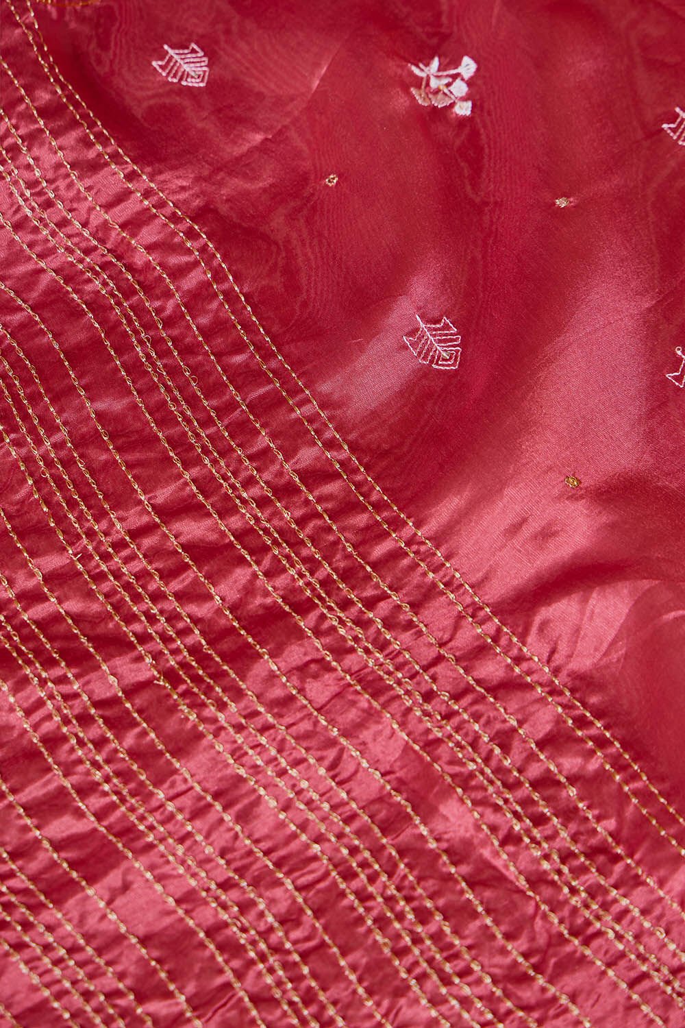 Red Embroidered Silk Tencel Saree image number null