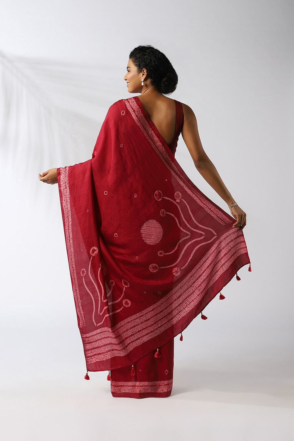 Red Pure Silk Shibori Saree image number null