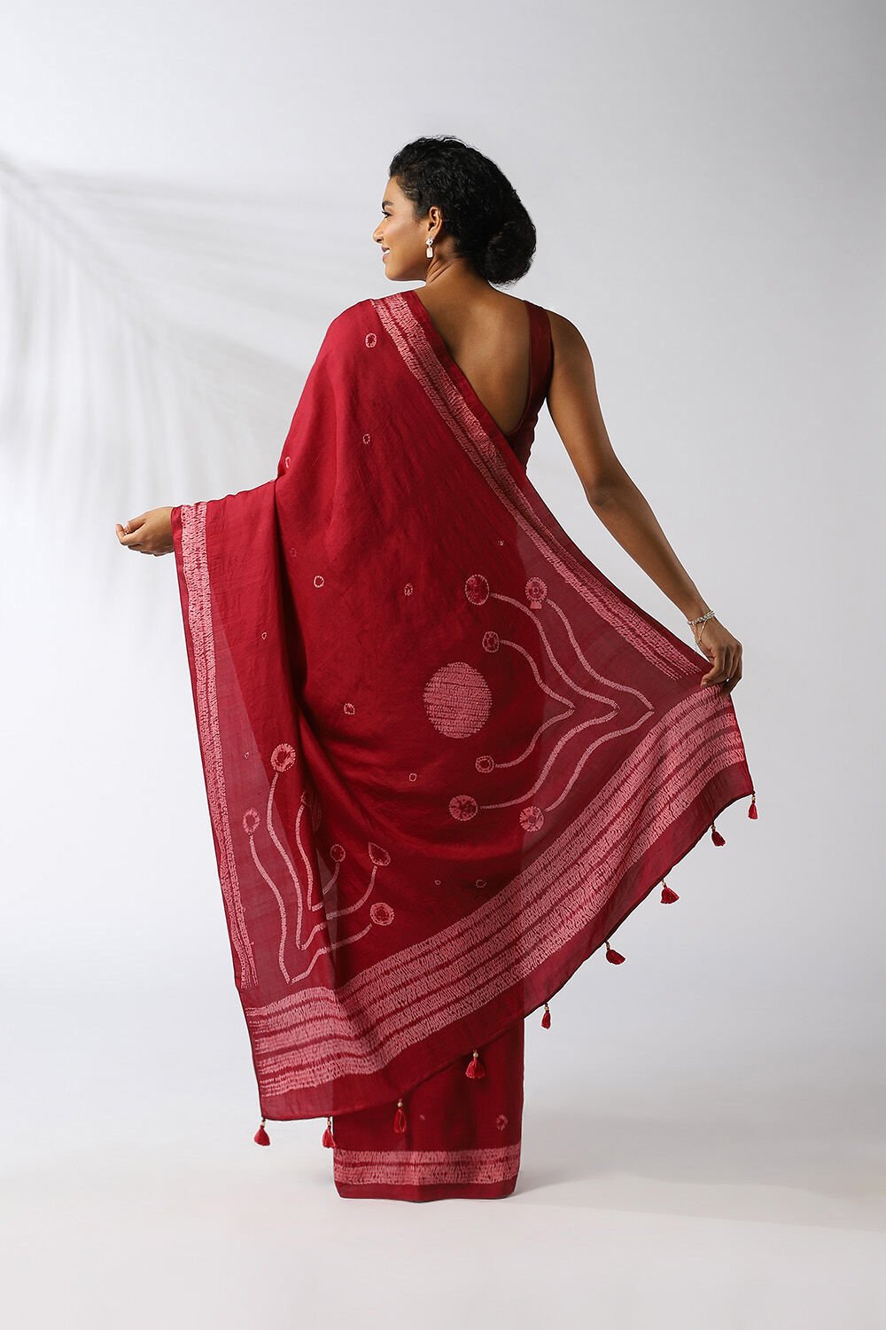 Red Pure Silk Shibori Saree image number null