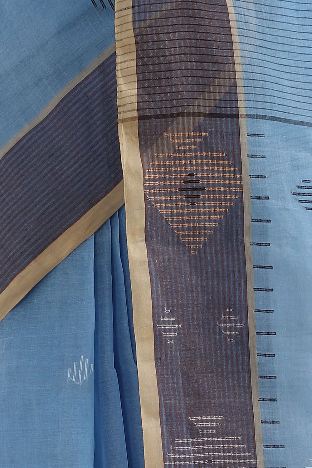 Light Blue Pure Cotton Bengal Saree image number null