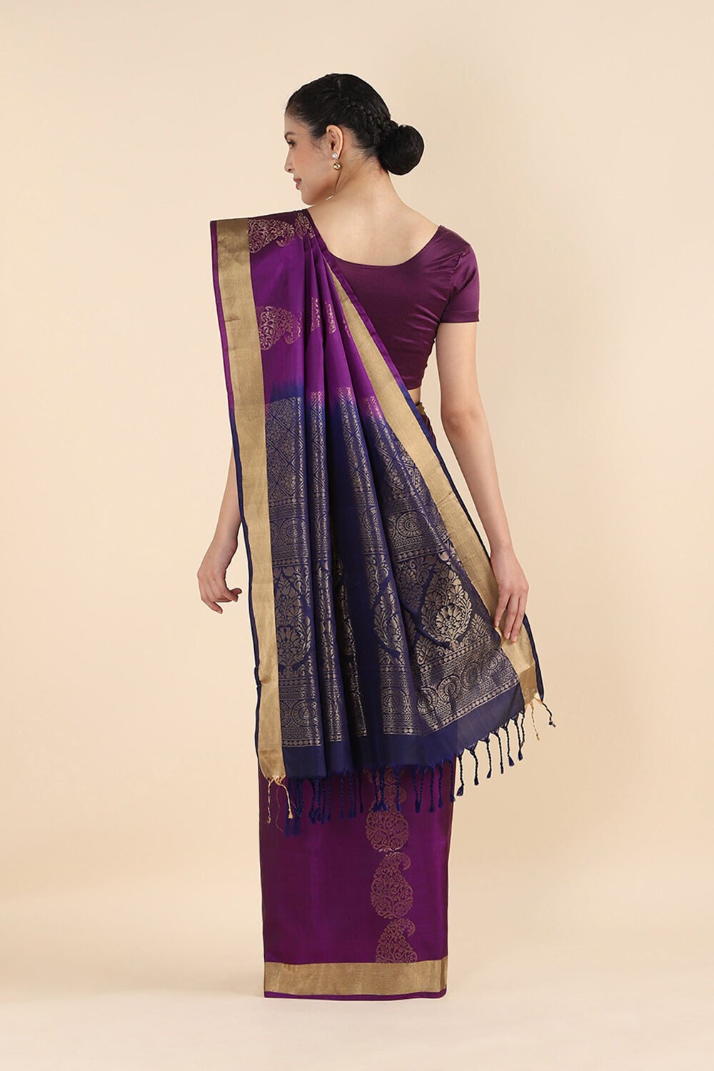 Violet Pure Soft Silk Saree image number null
