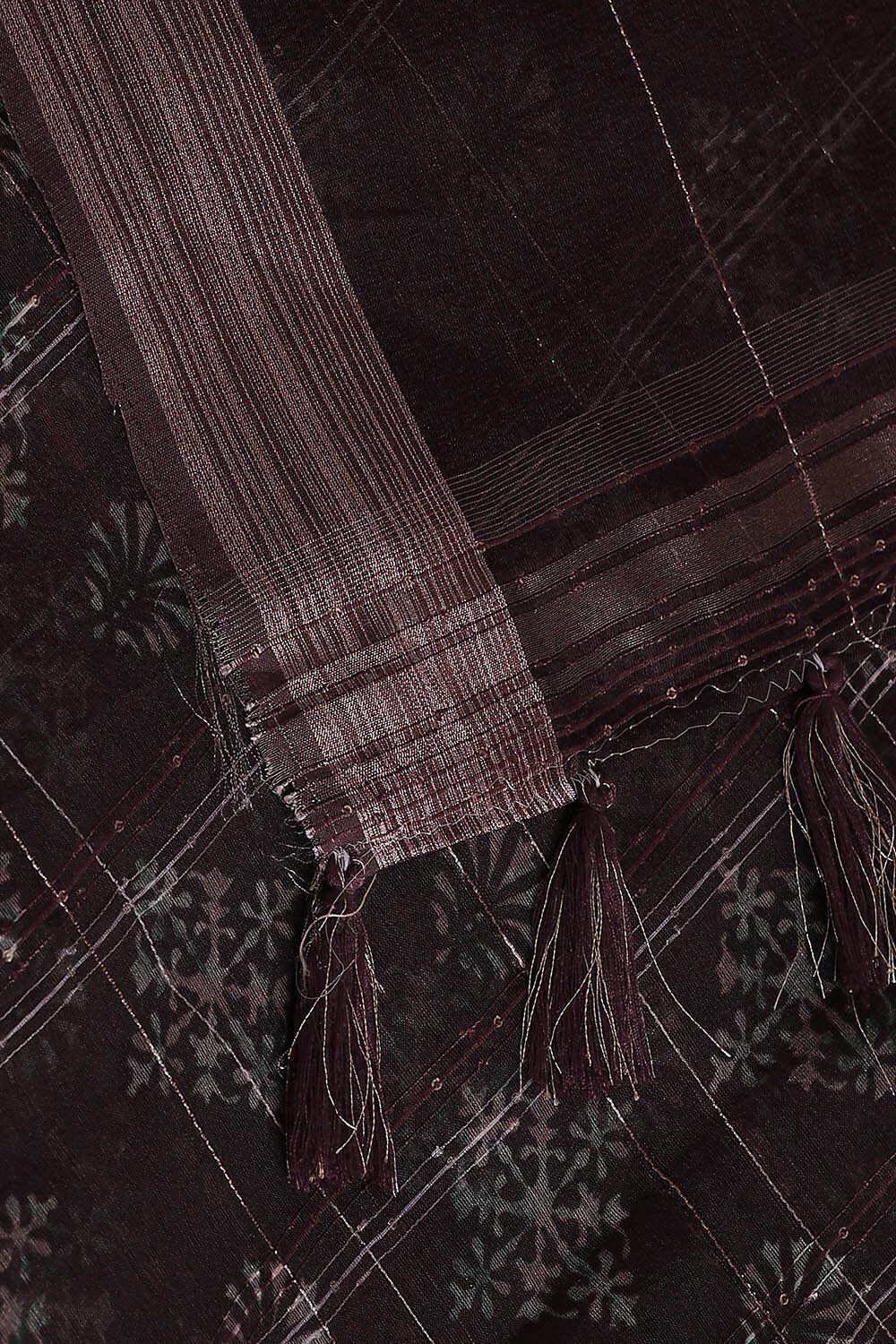 Brown Pure Embroidered Saree image number null