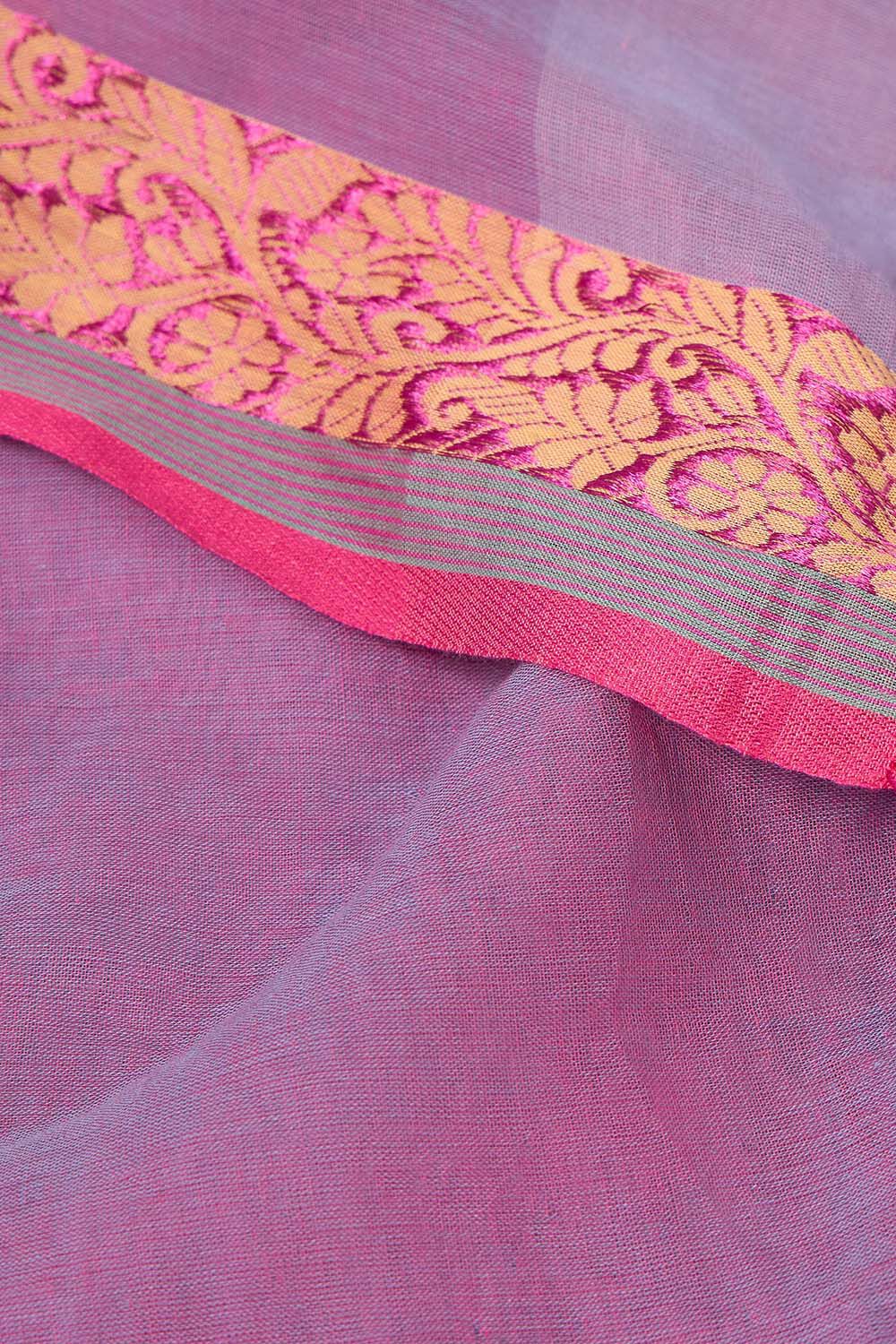 Violet Woven Pure Cotton Bengal Saree image number null