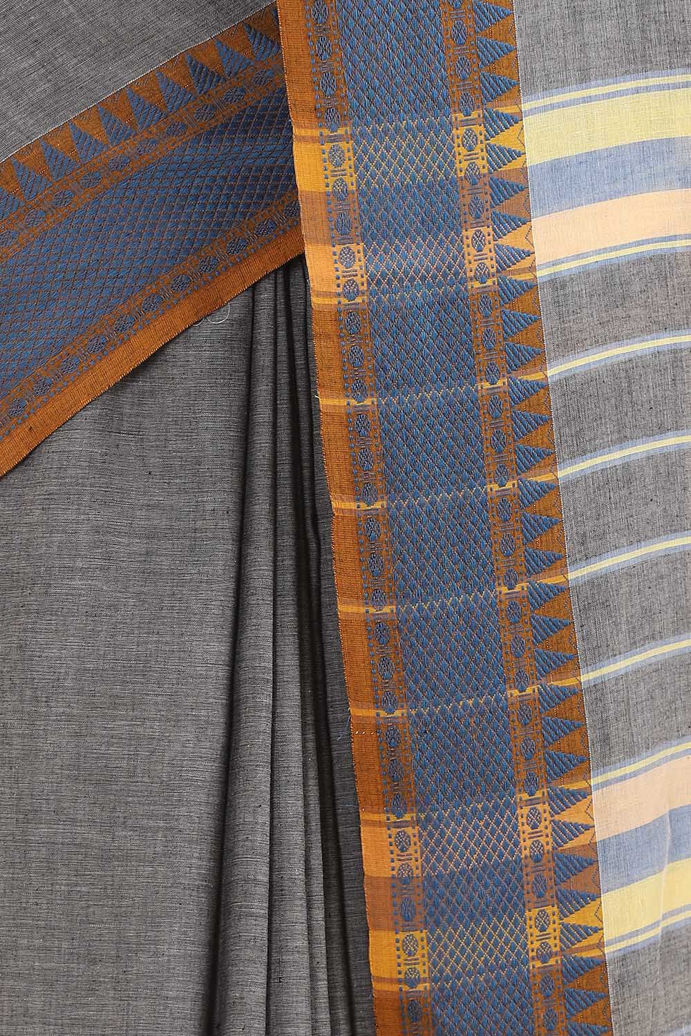 Grey Pure Cotton Bengal Saree image number null