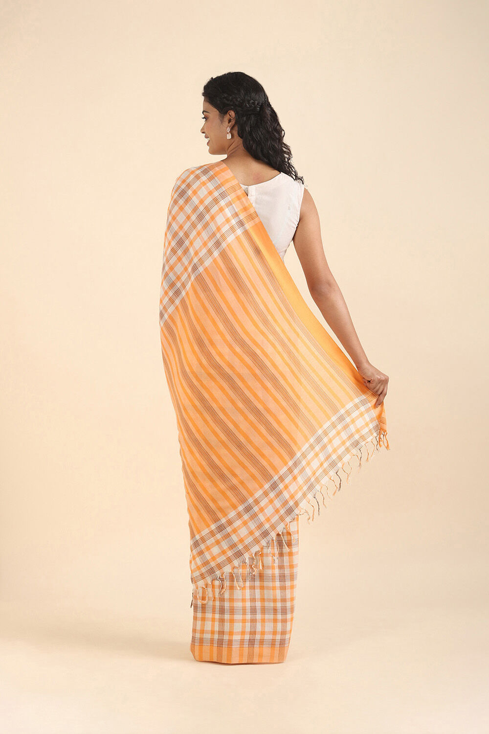 Orange Pure Cotton Bengal Saree image number null