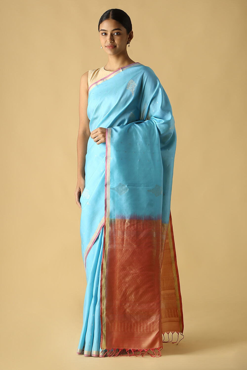 Blue Pure Silk South Saree image number null