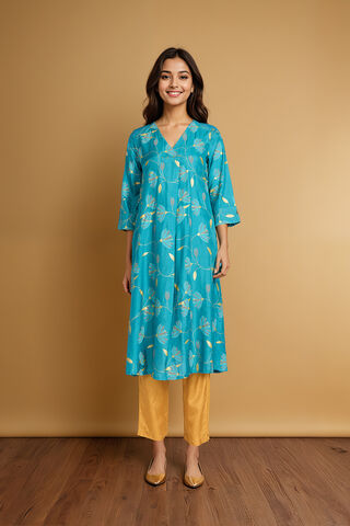 Blue Viscose Embroidered Kurta thumbnail image number null