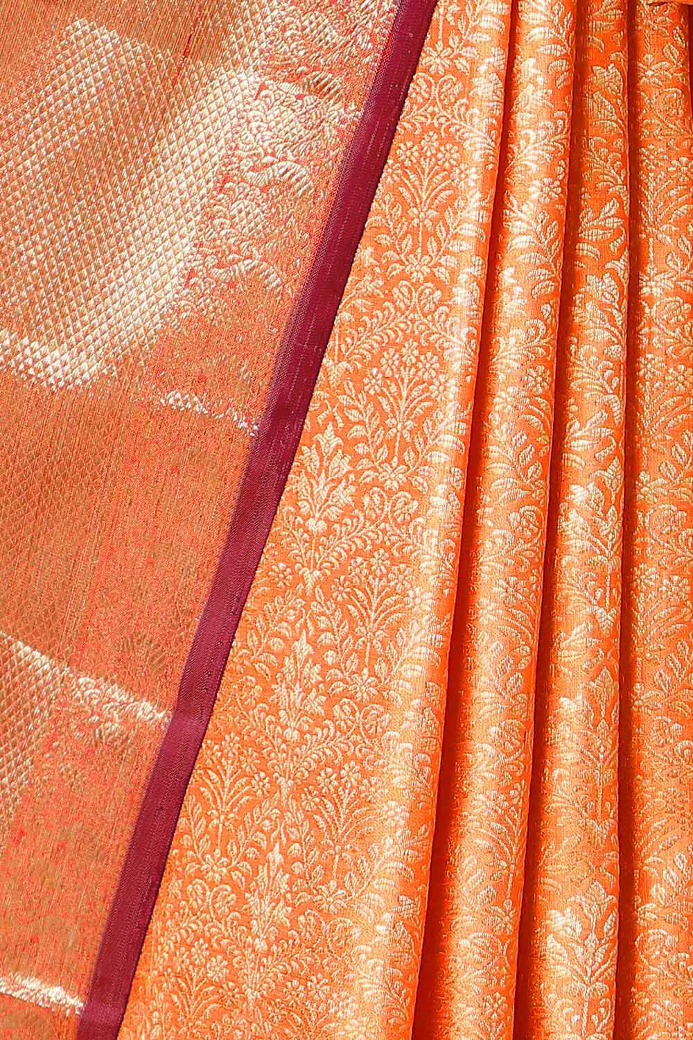 Orange Pure Silk Kanjivaram Saree image number null