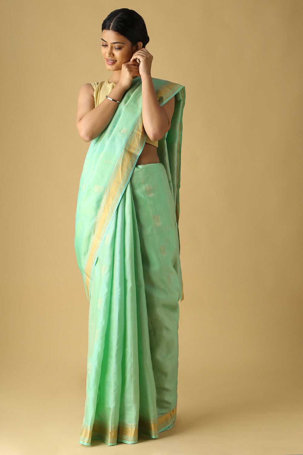 Light Green Pure Silk South Saree image number null