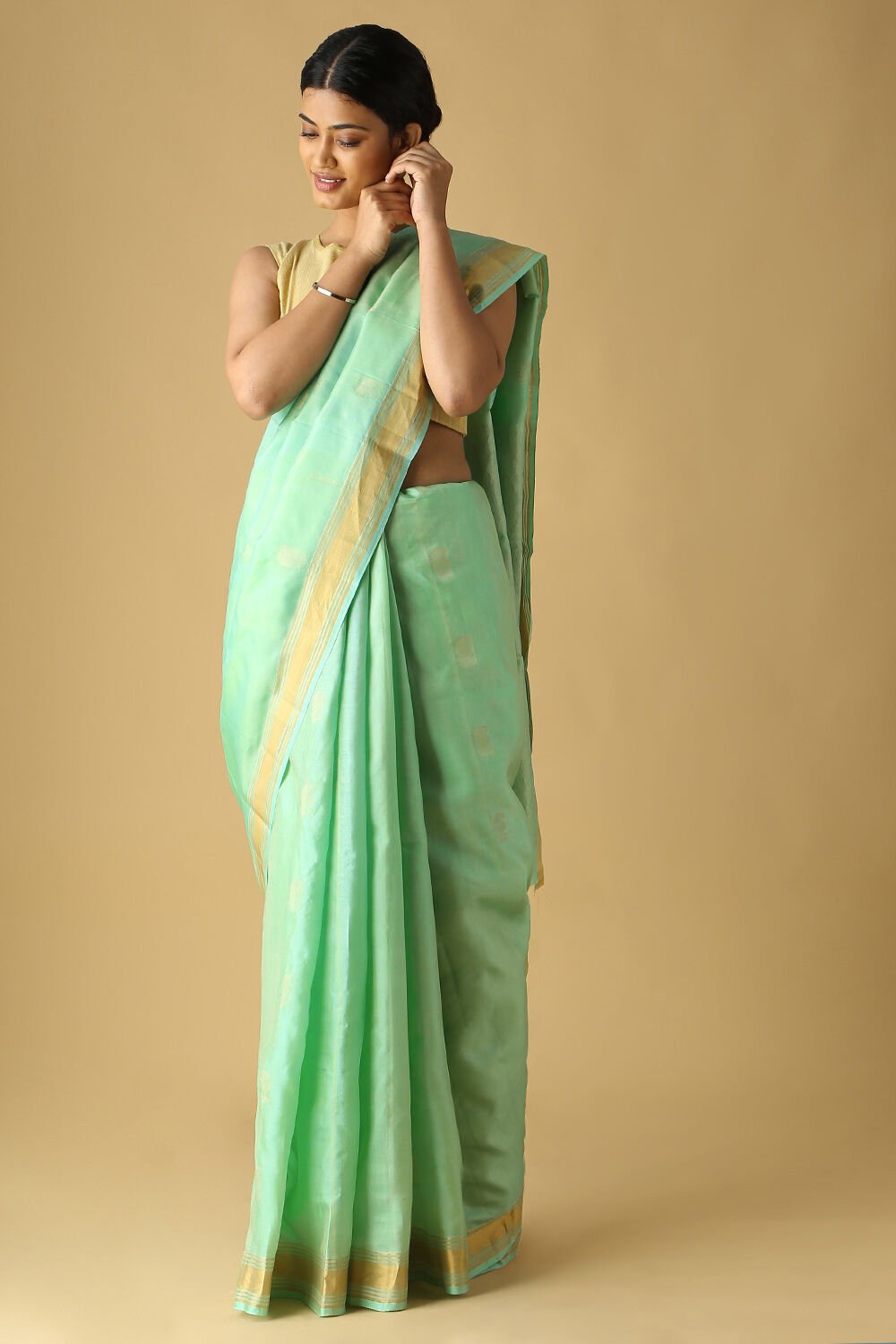 Light Green Pure Silk South Saree image number null