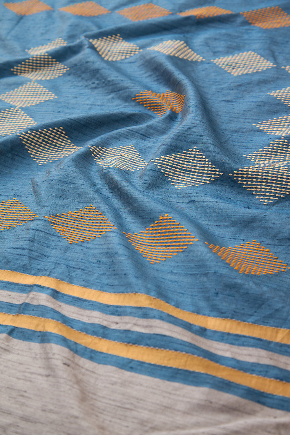 Grey Bhagalpur Woven Pure Silk Saree image number null