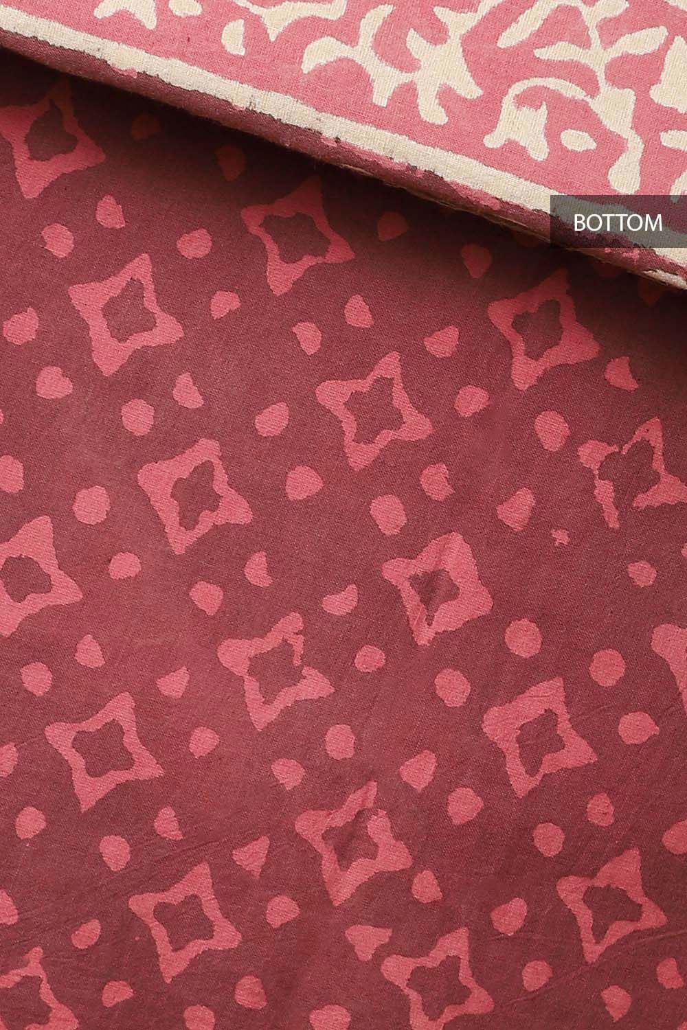 Dark Pink Cotton Bagru Printed Unstitched Suit Set image number null
