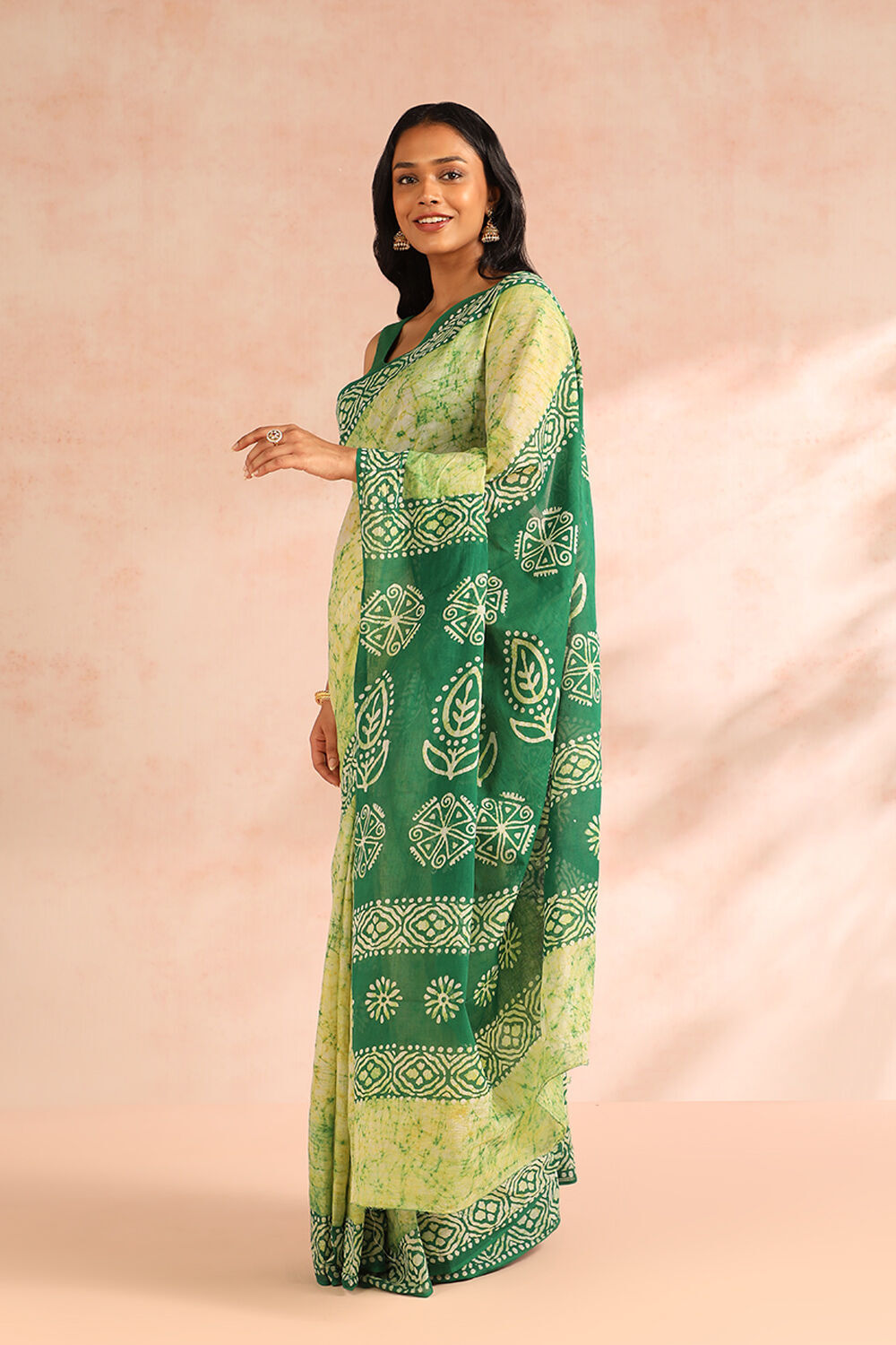 Lime Ujjain Pure Cotton Printed Saree image number null