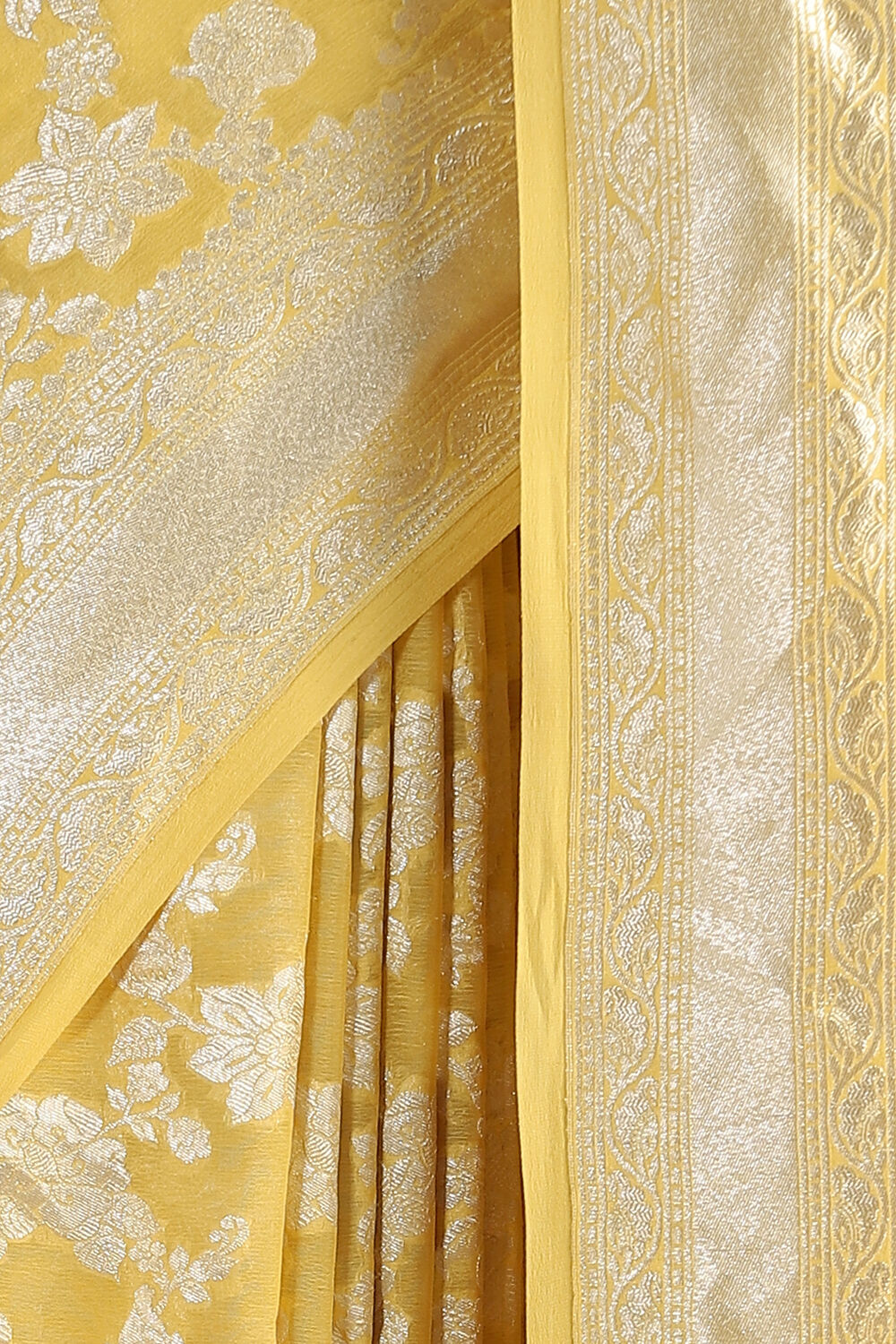 Yellow Handwoven Banarasi Pure Georgette Saree image number null