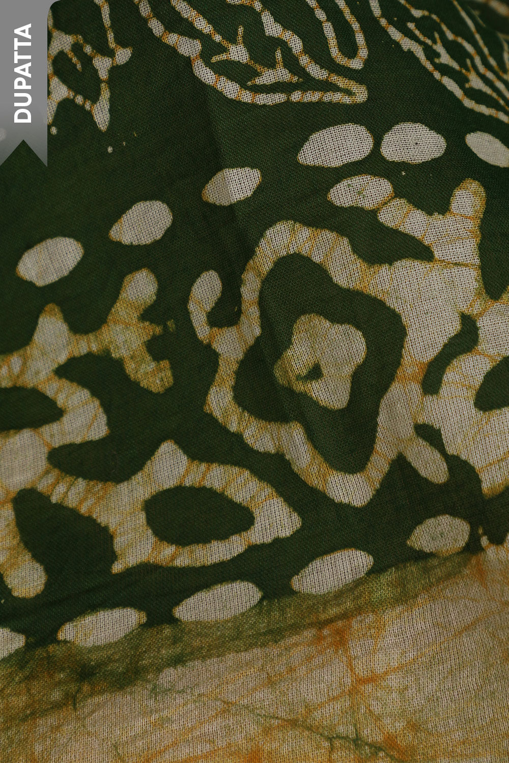 Dark Green Pure Cotton Batik Unstitched Suit Set image number null