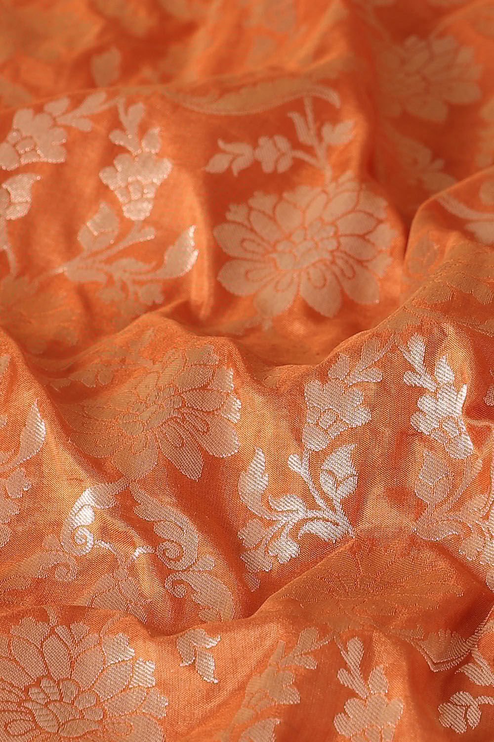 Dark Orange Pure Silk Banarasi Saree image number null