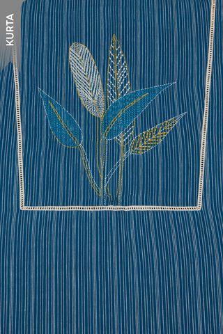 Dark Blue Pure Cotton Kantha Embroidered Unstitched Suit Set thumbnail image number null