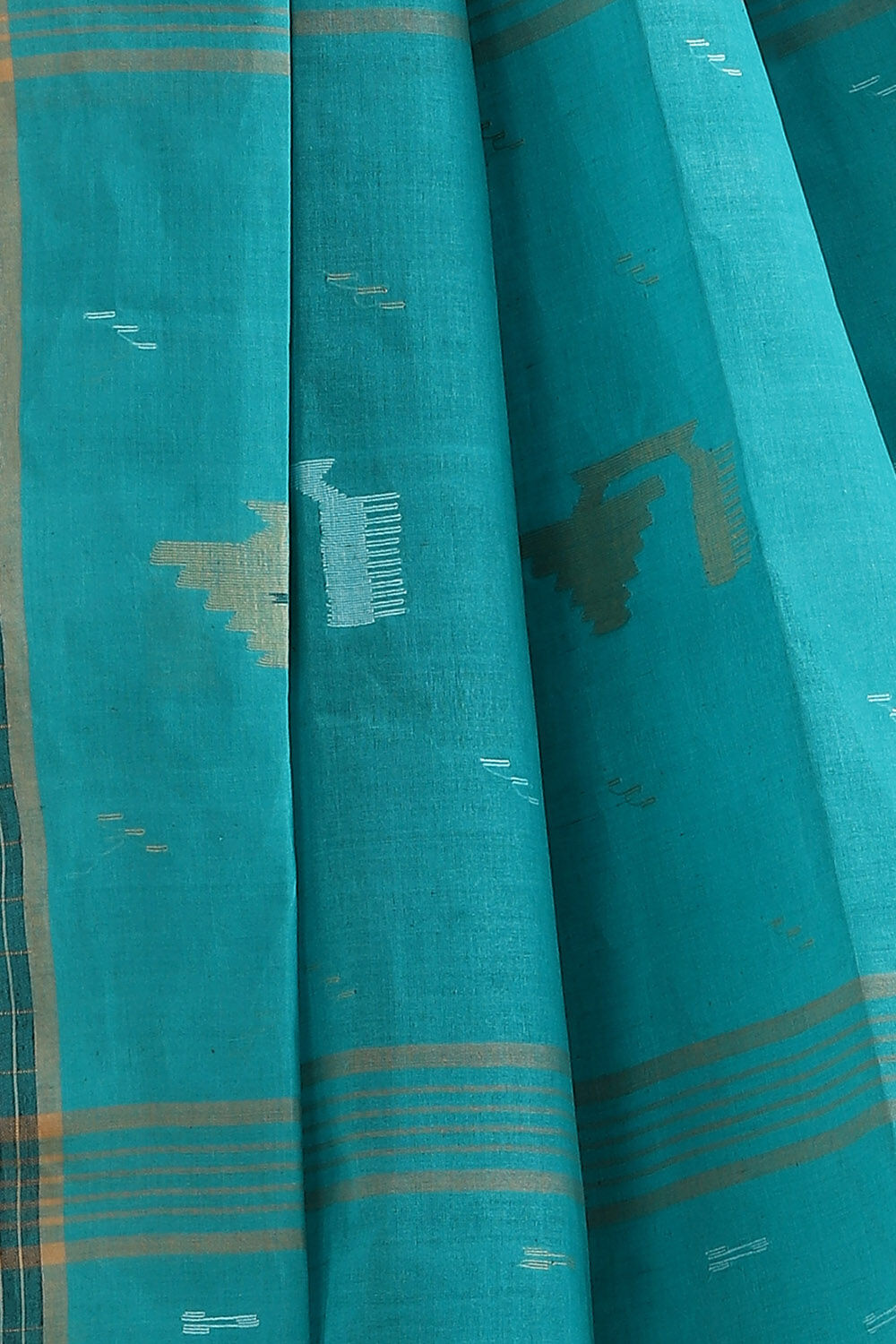 Light Blue Pure Cotton Bengal Saree image number null