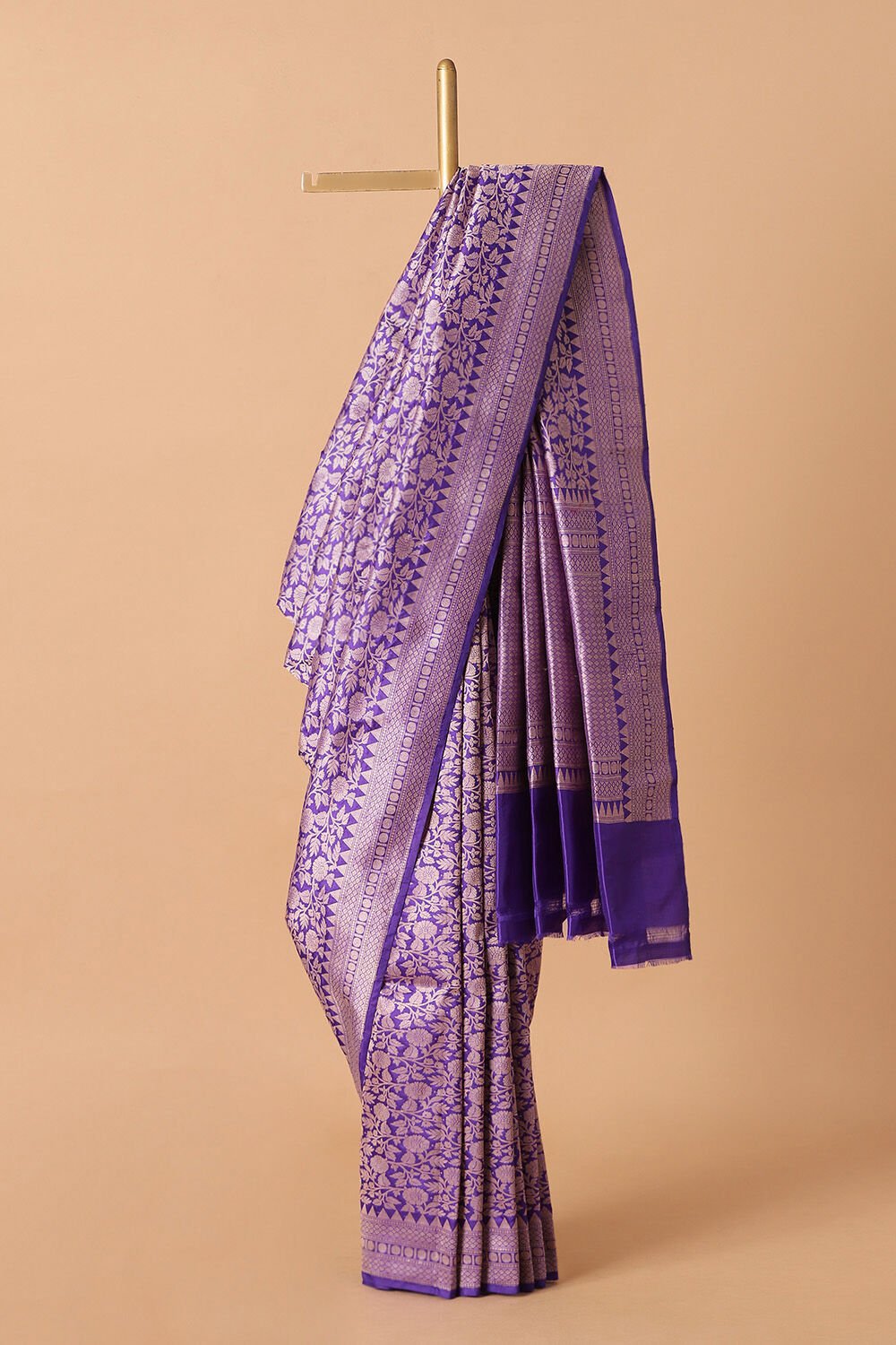 Dark Blue Pure Silk Banarasi Saree image number null