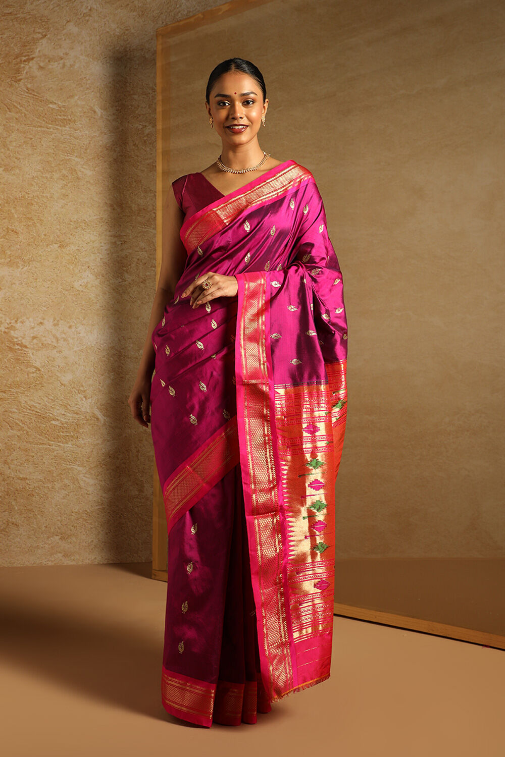 Pink Pure Silk Paithani Saree image number null