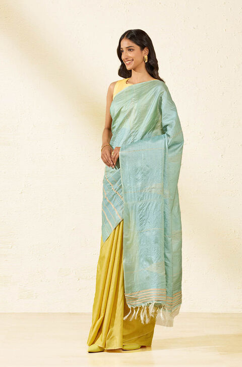 Yellow Chattisgarh Woven Pure Tussar Silk Saree