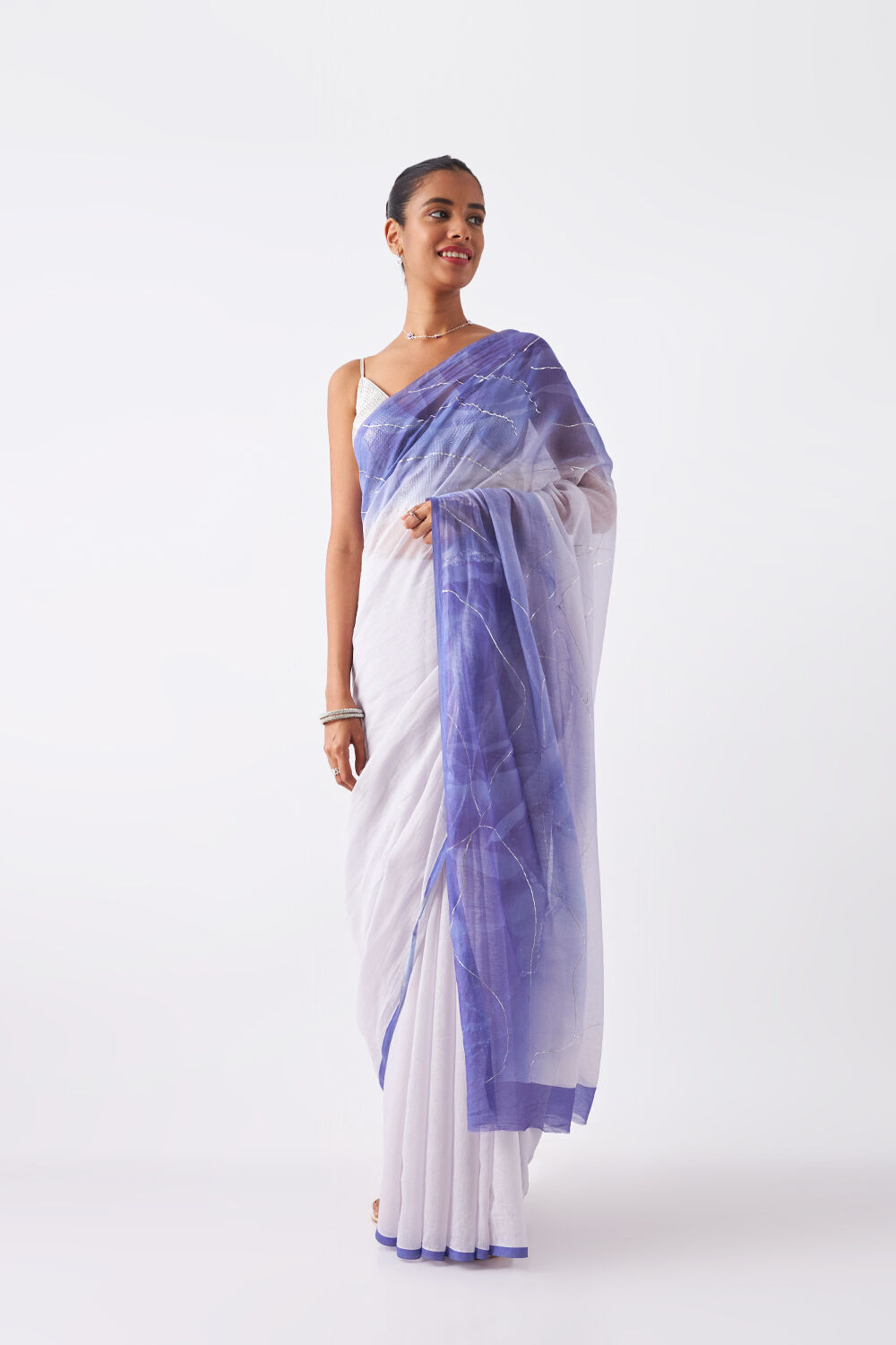 Violet Pure Silk Cotton Digital Printed Saree image number null