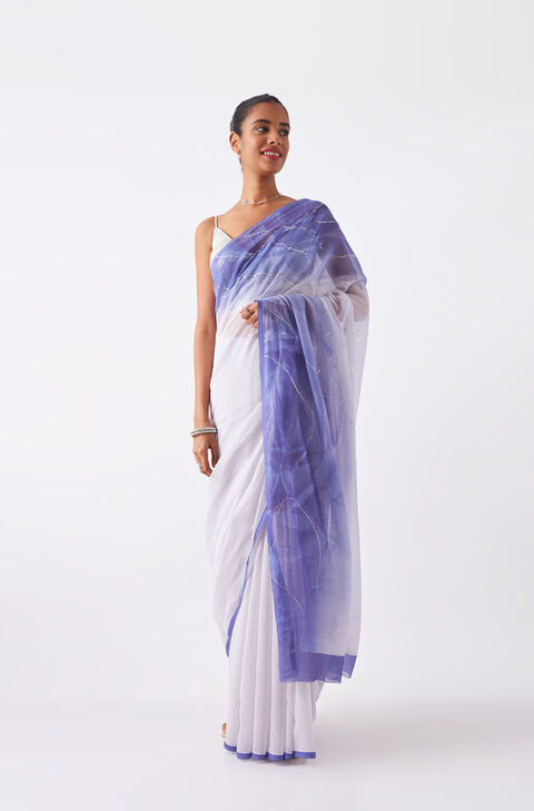 Violet Pure Silk Cotton Digital Printed Saree