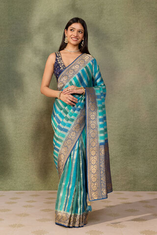 Blue Woven Pure Viscose Saree thumbnail image number null