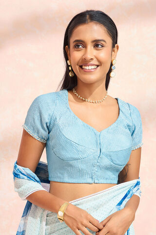 Light Blue Woven Pure Silk Tissue Blouse thumbnail image number null