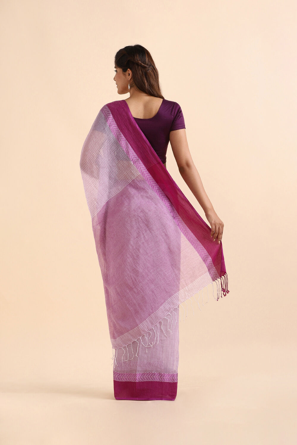 Purple Pure Cotton Bengal Saree image number null