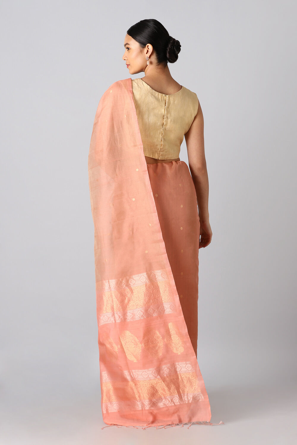 Light Orange Pure Silk Cotton South Saree image number null