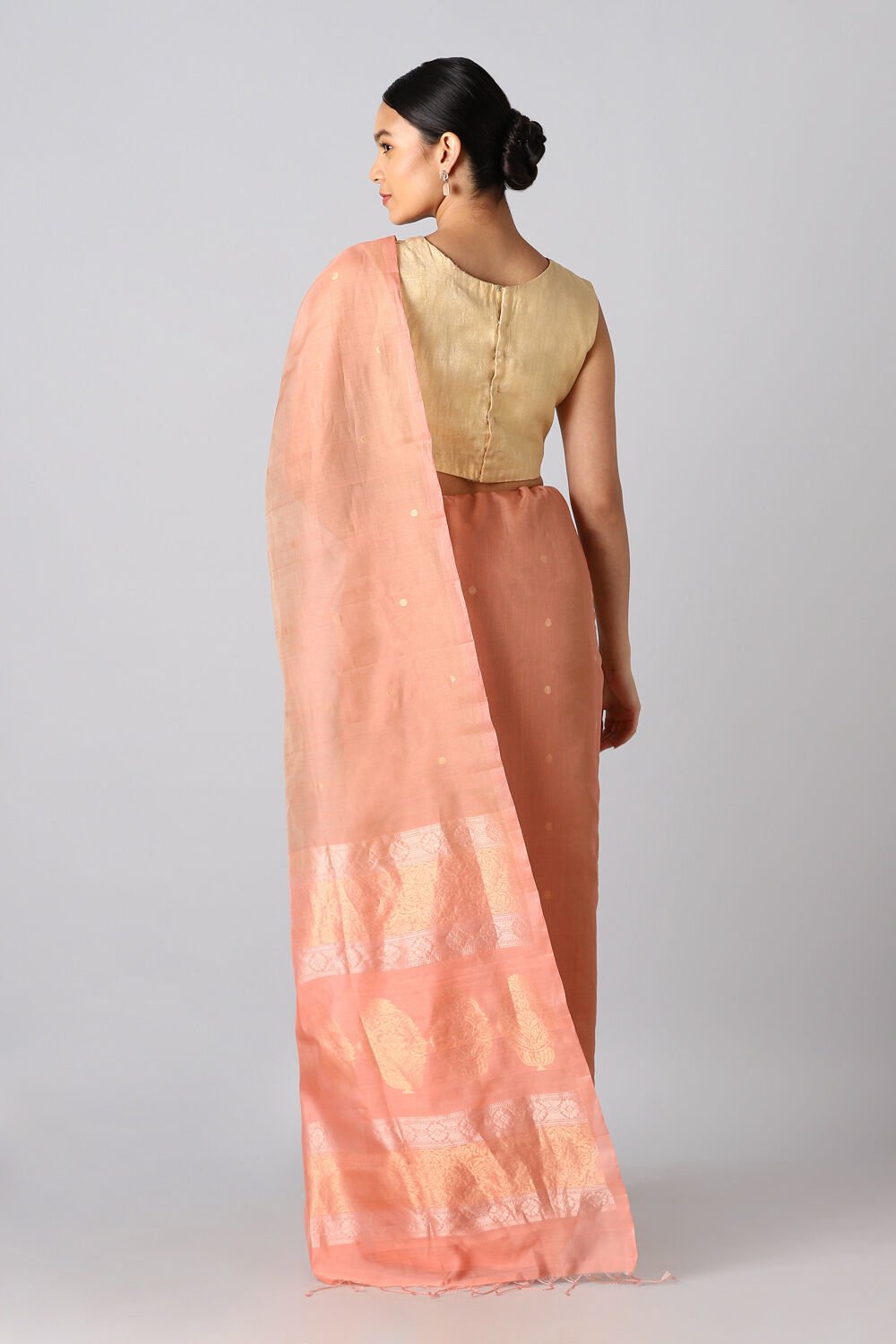 Light Orange Pure Silk Cotton South Saree image number null