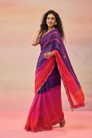 Multi Viscose Organza Embroidered Saree thumbnail image number null
