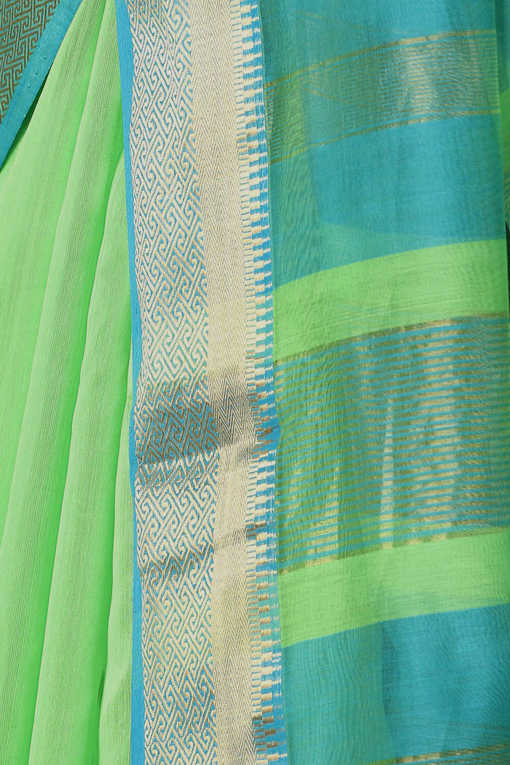Green Pure Silk Cotton Maheswari Saree image number null