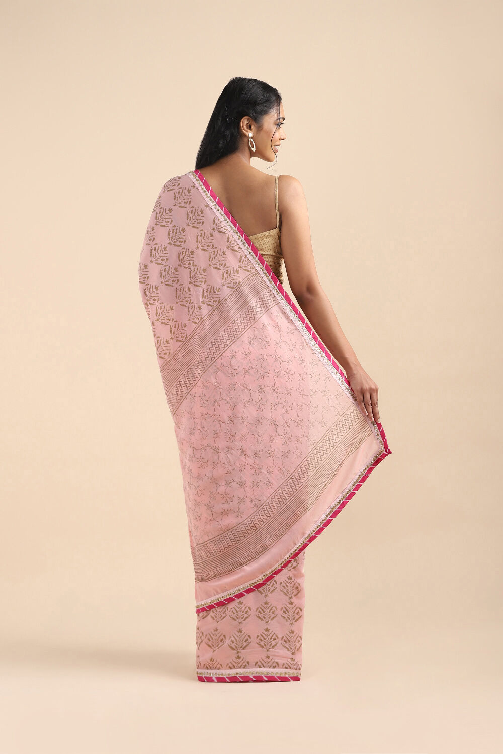 Pink Pure Viscose Printed Saree image number null