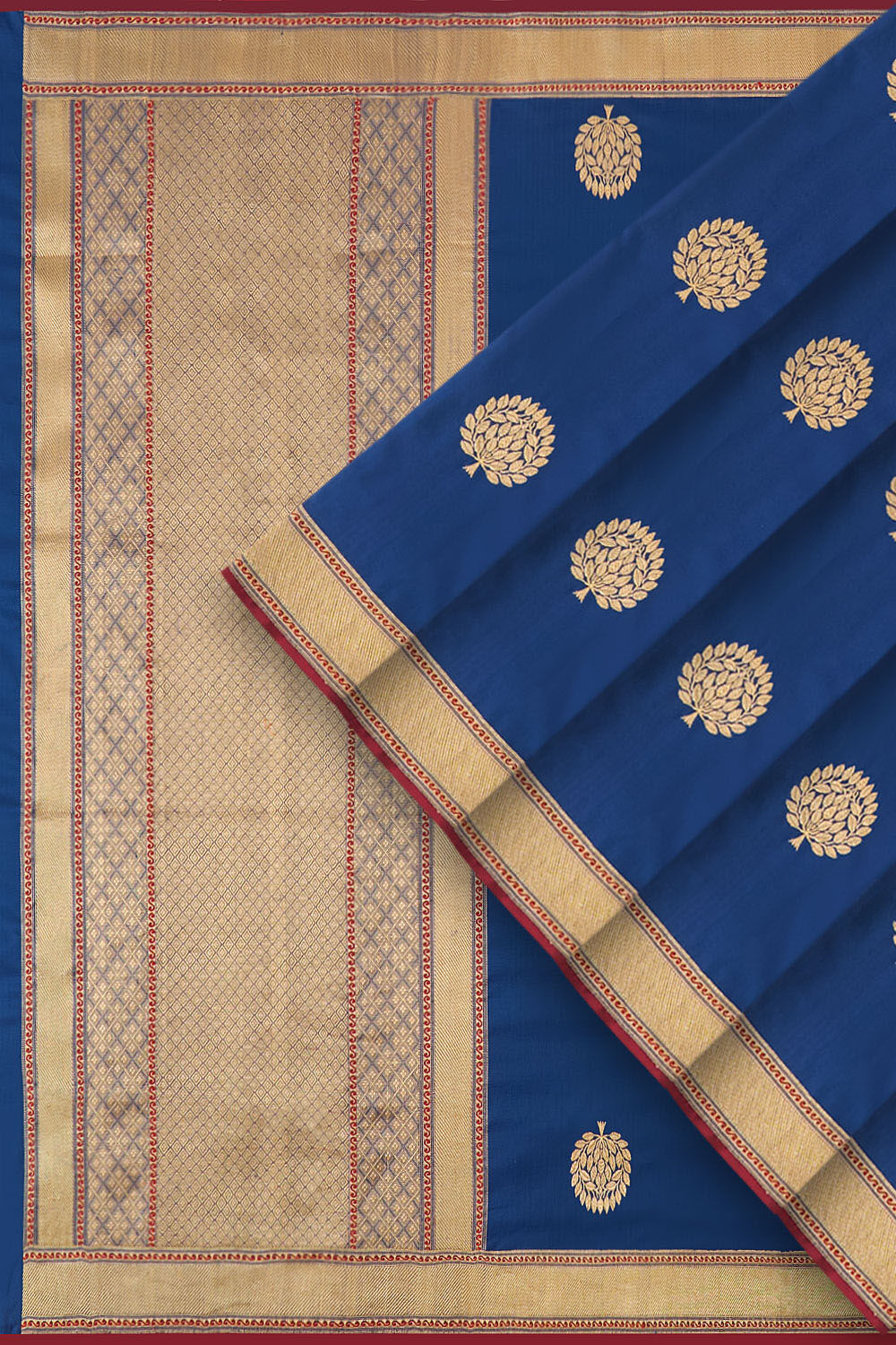 Dark Blue Pure Silk Kadwa Banarasi Saree image number null