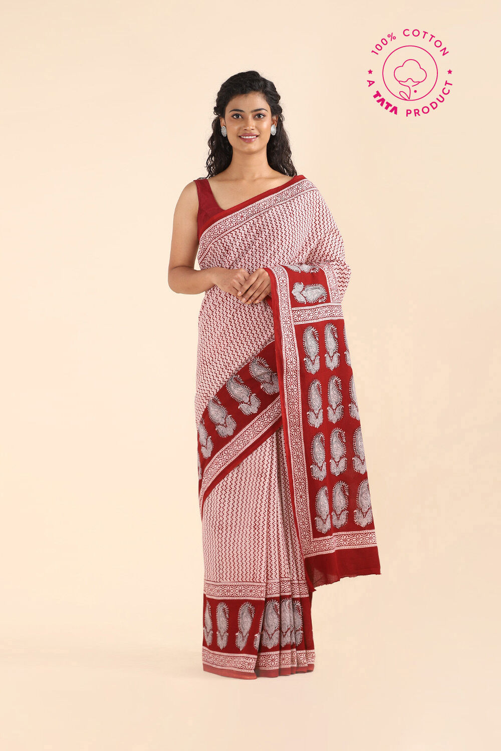Off Pure White Cotton Bagh Printed image number null