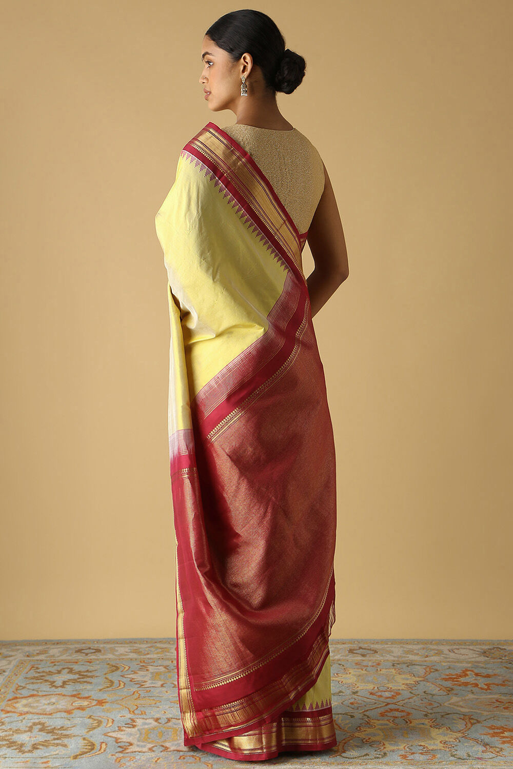 Yellow Pure Silk Kanjivaram Saree image number null