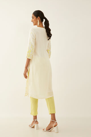 Off White Viscose Embroidered Kurta thumbnail image number null