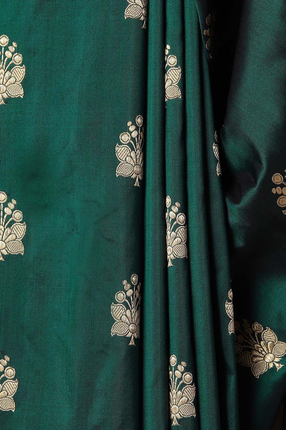 Dark Green Pure Silk Banarasi Saree image number null